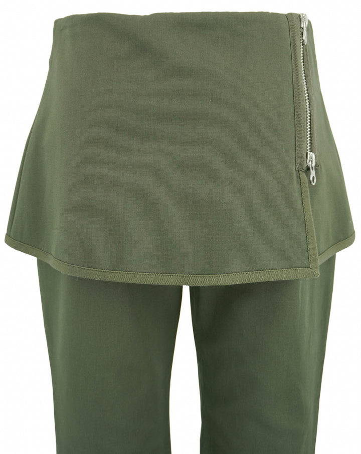 Courrèges Modular Overskirt Bootcut Pants in Camo Green