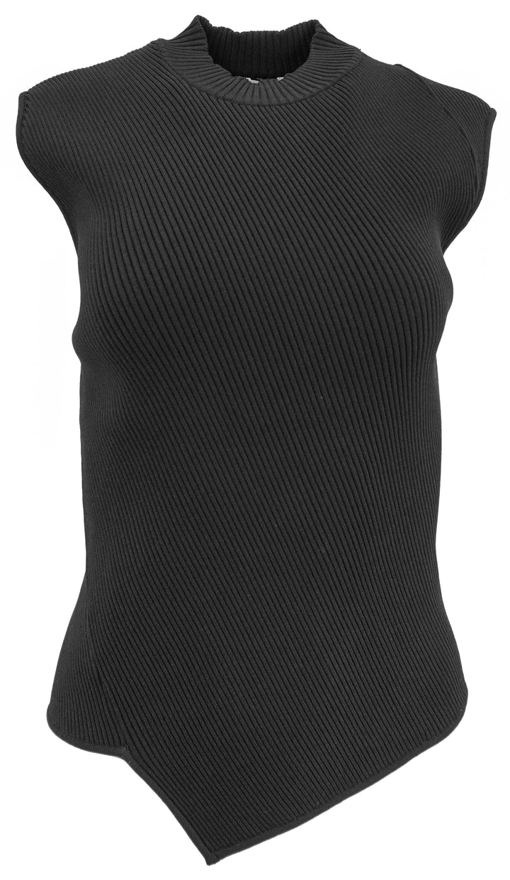 Totême Asymmetric Knit Top in Black - Discounts on Totême at UAL