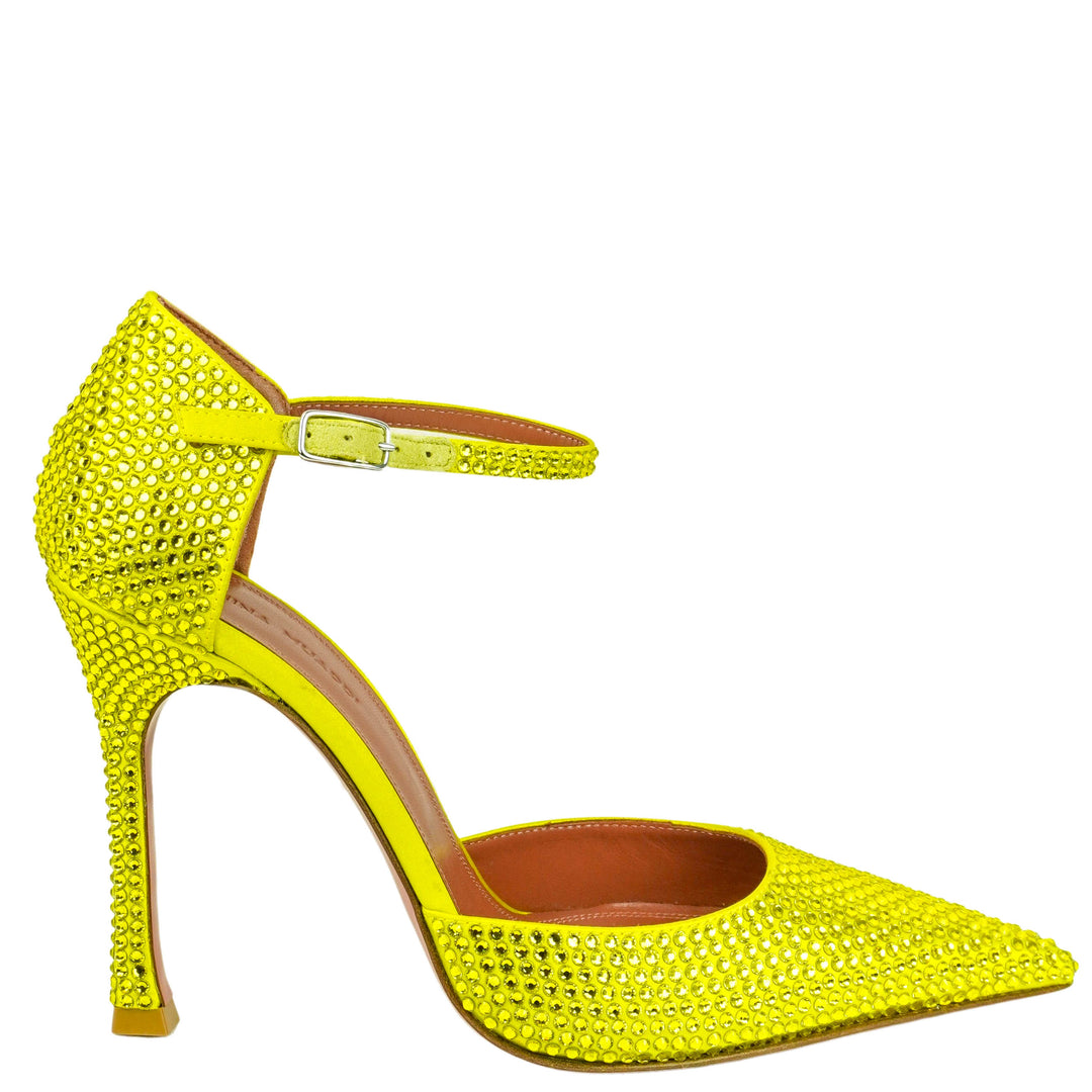 Amina Muaddi Vittoria Pumps in Satin Citrine - Discounts on Amina Muaddi at UAL