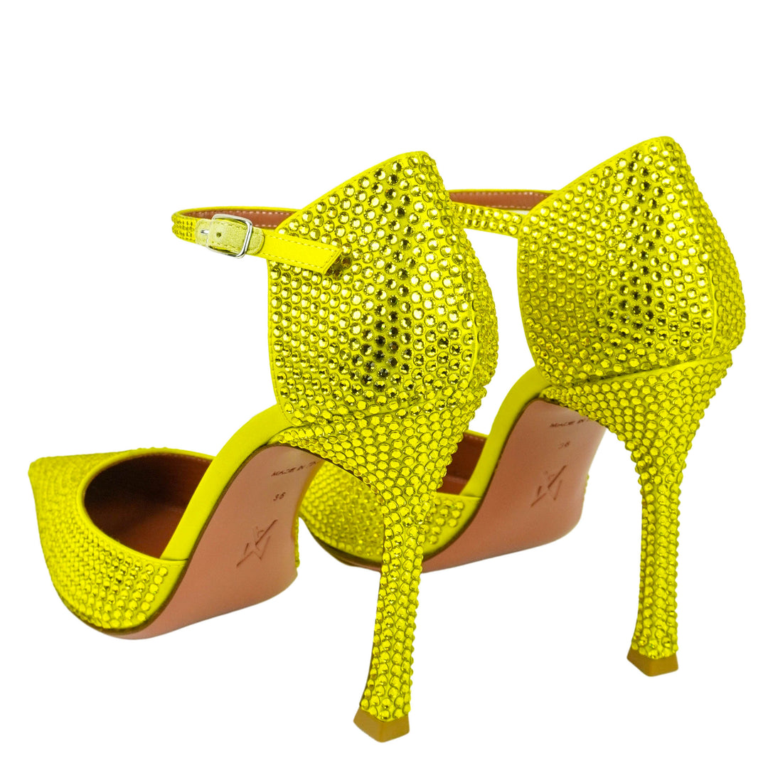 Amina Muaddi Vittoria Pumps in Satin Citrine - Discounts on Amina Muaddi at UAL