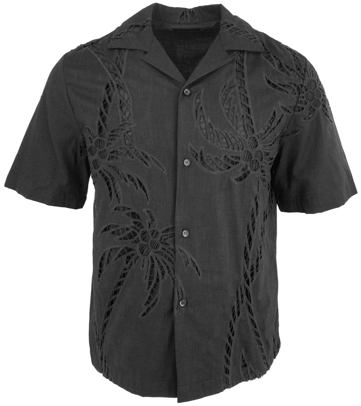 Amiri Paisley Palm Camp Shirt in Black - Discounts on Amiri at UAL
