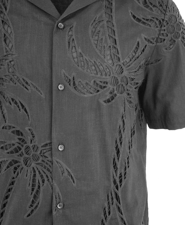 Amiri Paisley Palm Camp Shirt in Black - Discounts on Amiri at UAL