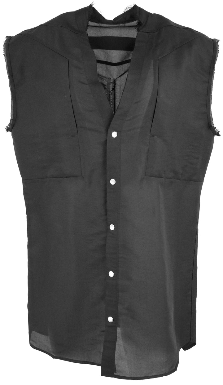 Rick Owens Strobe Jumbo Cut Out Outer Shirt in Black - Discounts on Rick Owens at UAL