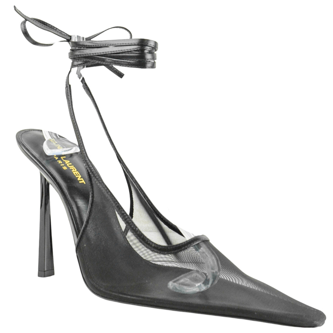 Saint Laurent Oxalis 110 Slingback Tulle in Black - Discounts on Saint Laurent at UAL