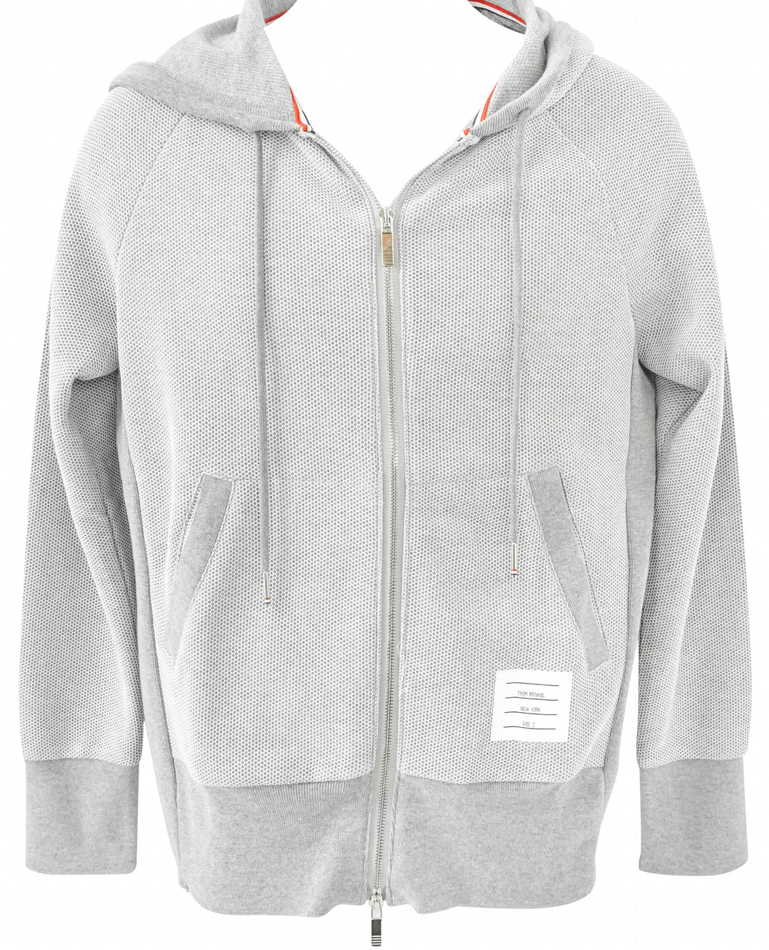 Thom Browne. Knit Zip-Up Hoodie in Grey - Discounts on Thom Browne. at UAL