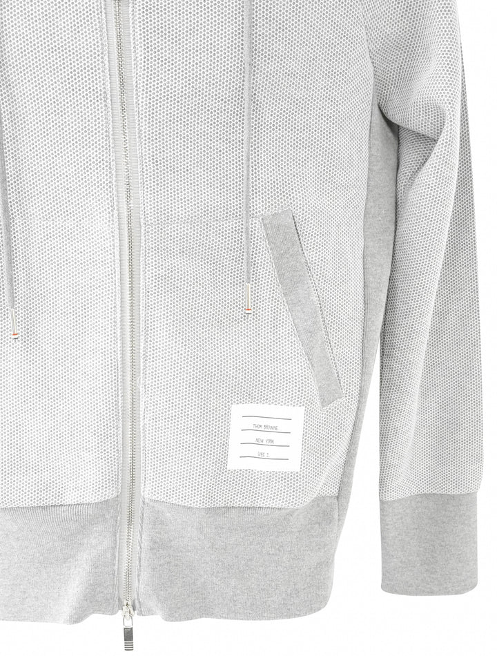 Thom Browne. Knit Zip-Up Hoodie in Grey - Discounts on Thom Browne. at UAL