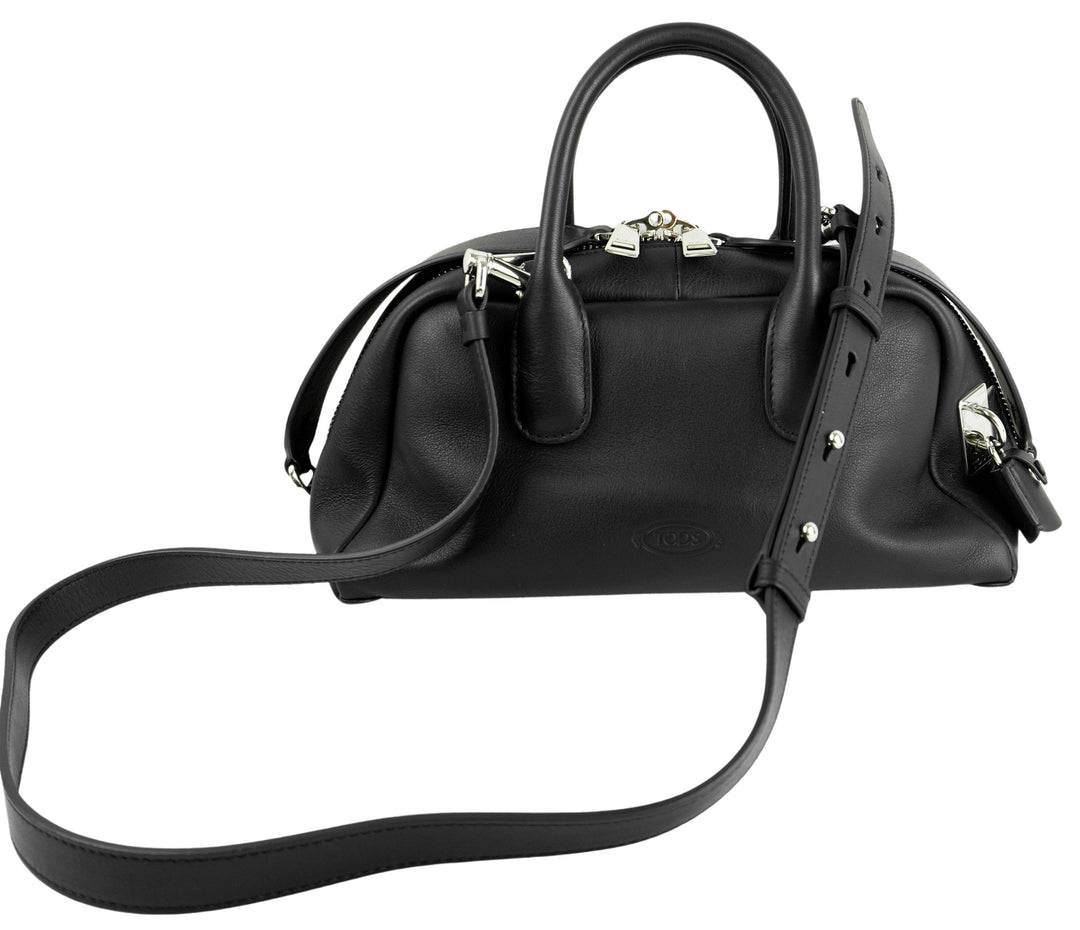 Tod's Bauletto Zip Leather Top-Handle Bag in Black - Discounts on Tod's at UAL