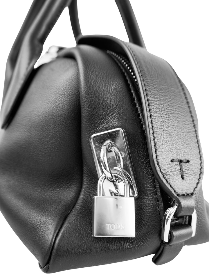 Tod's Bauletto Zip Leather Top-Handle Bag in Black - Discounts on Tod's at UAL