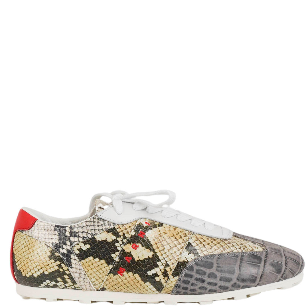 Marni Printed Python Sneakers in Grey Multi - Discounts on Marni at UAL