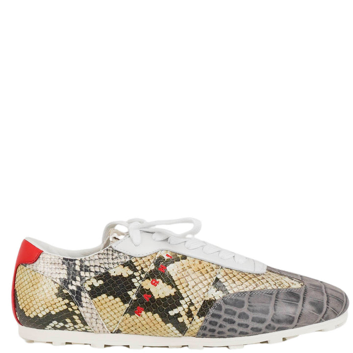Marni Printed Python Sneakers in Grey Multi - Discounts on Marni at UAL