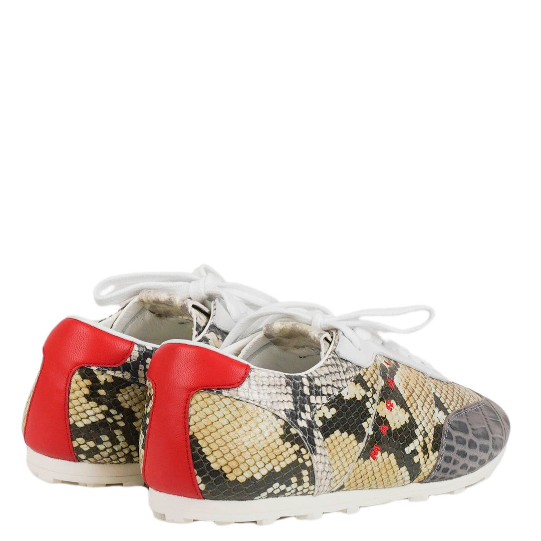 Marni Printed Python Sneakers in Grey Multi - Discounts on Marni at UAL