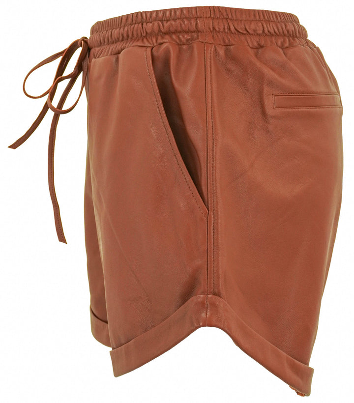 Zeynep Arcay Leather Shorts in Cinnamon - Discounts on Zeynep Arcay at UAL