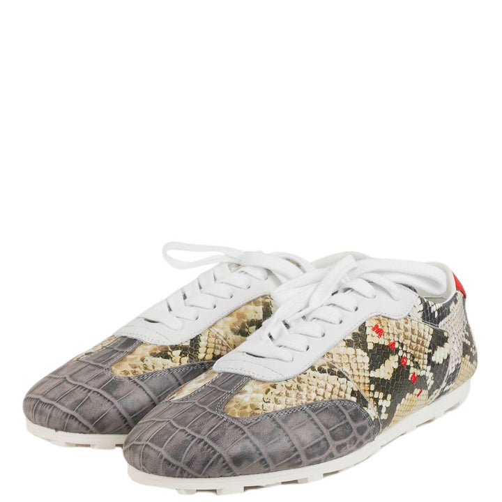 Marni Printed Python Sneakers in Grey Multi - Discounts on Marni at UAL