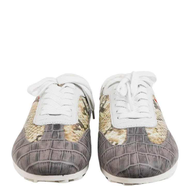 Marni Printed Python Sneakers in Grey Multi - Discounts on Marni at UAL