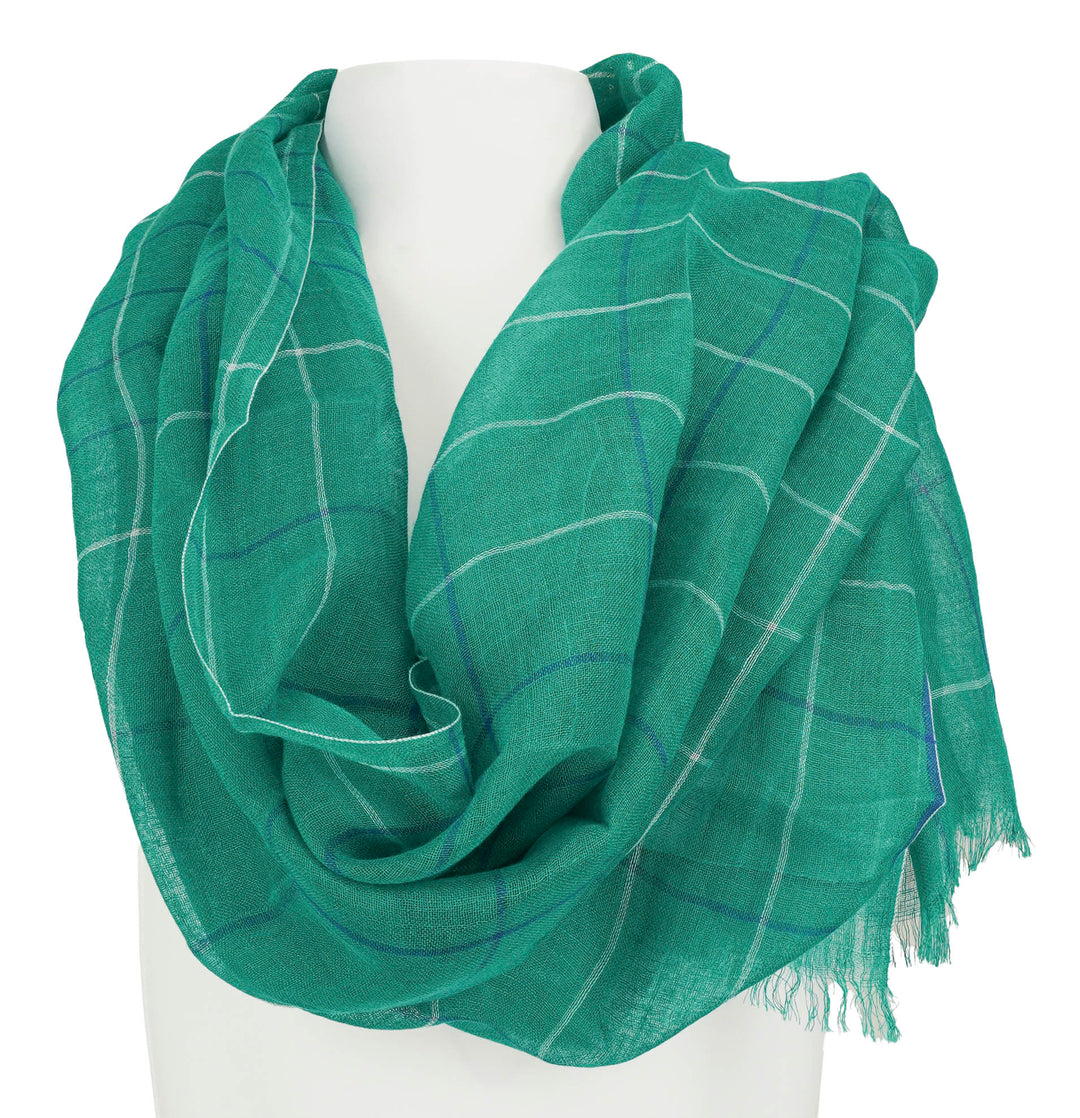 19Andrea's47 Scarf in Teal Plaid - Discounts on 19Andrea's47 at UAL