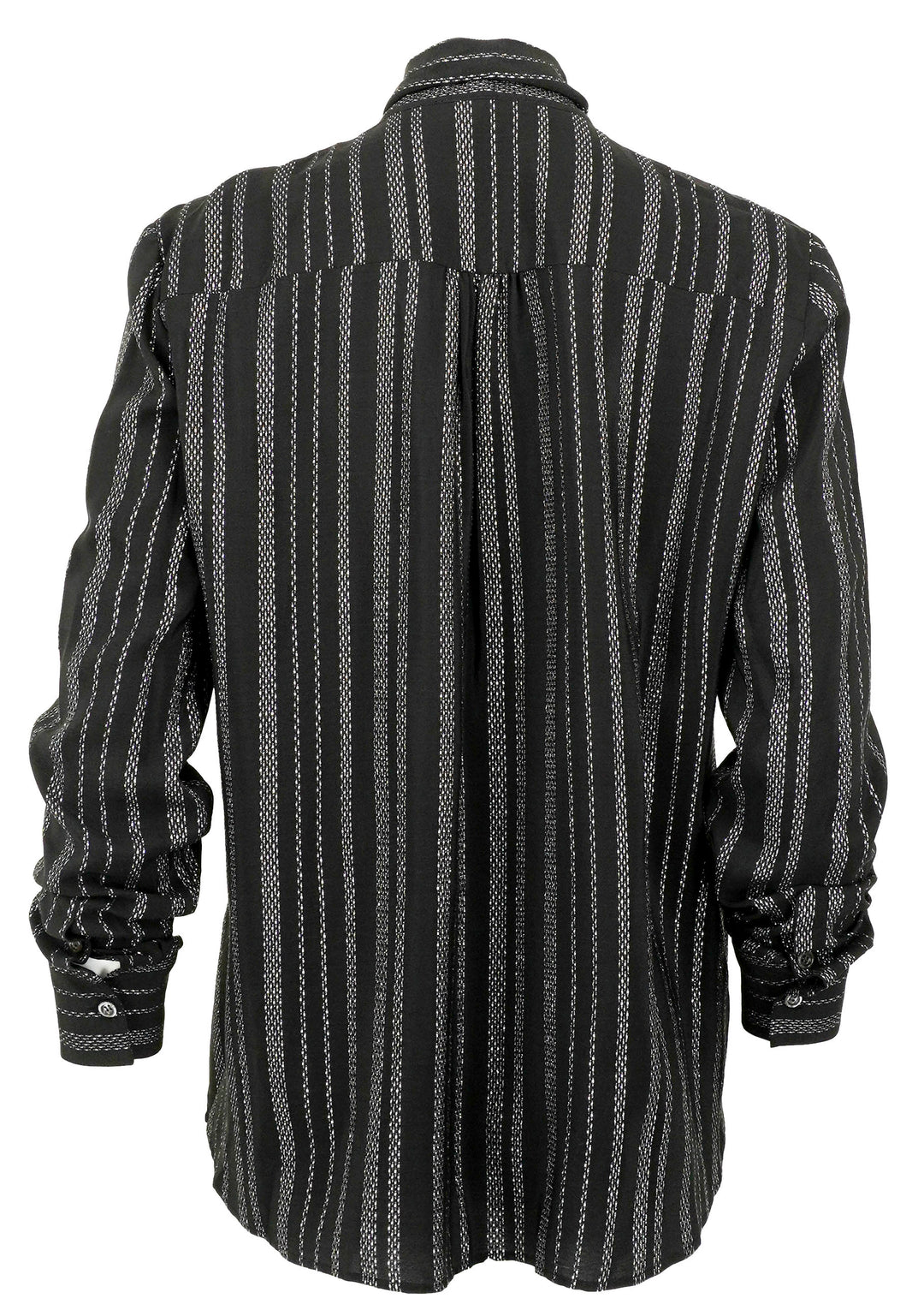 Altuzarra Striped Tie Neck Blouse in Black and Silver - Discounts on Altuzarra at UAL