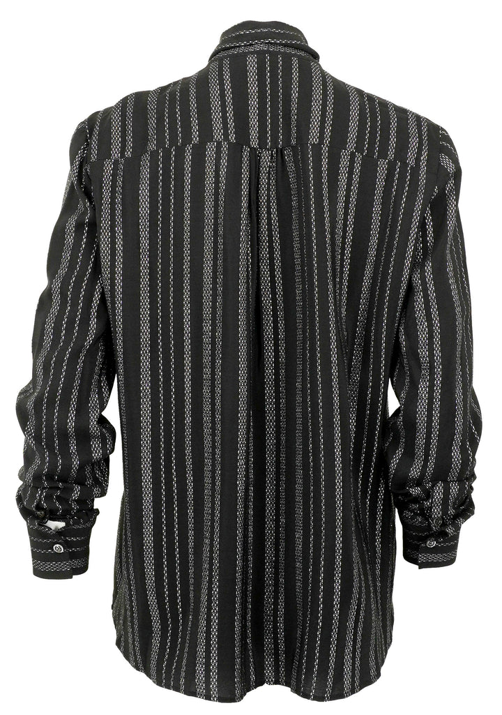Altuzarra Striped Tie Neck Blouse in Black and Silver - Discounts on Altuzarra at UAL
