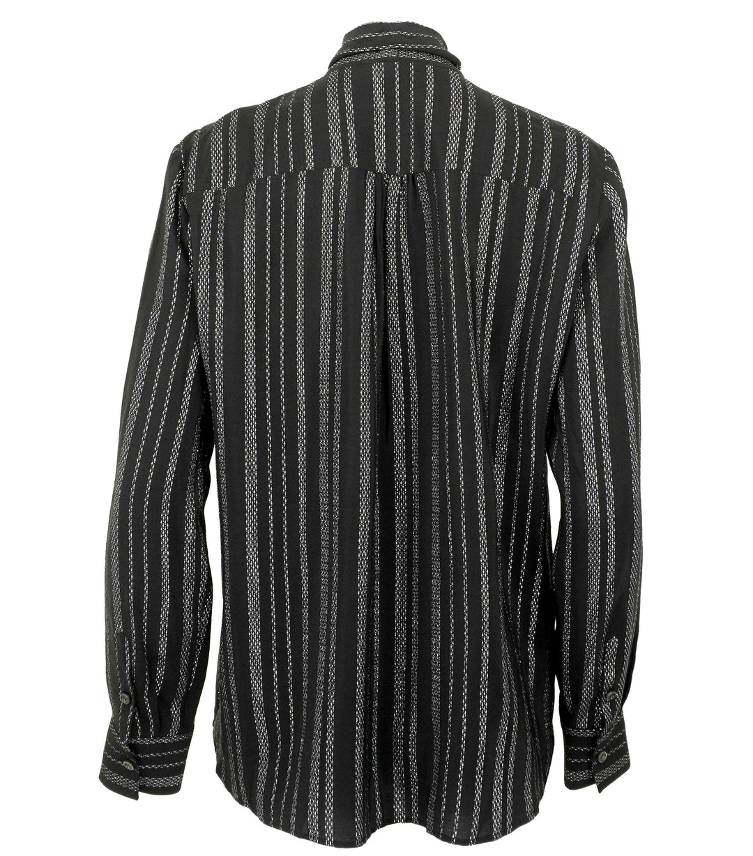 Altuzarra Striped Tie Neck Blouse in Black and Silver - Discounts on Altuzarra at UAL