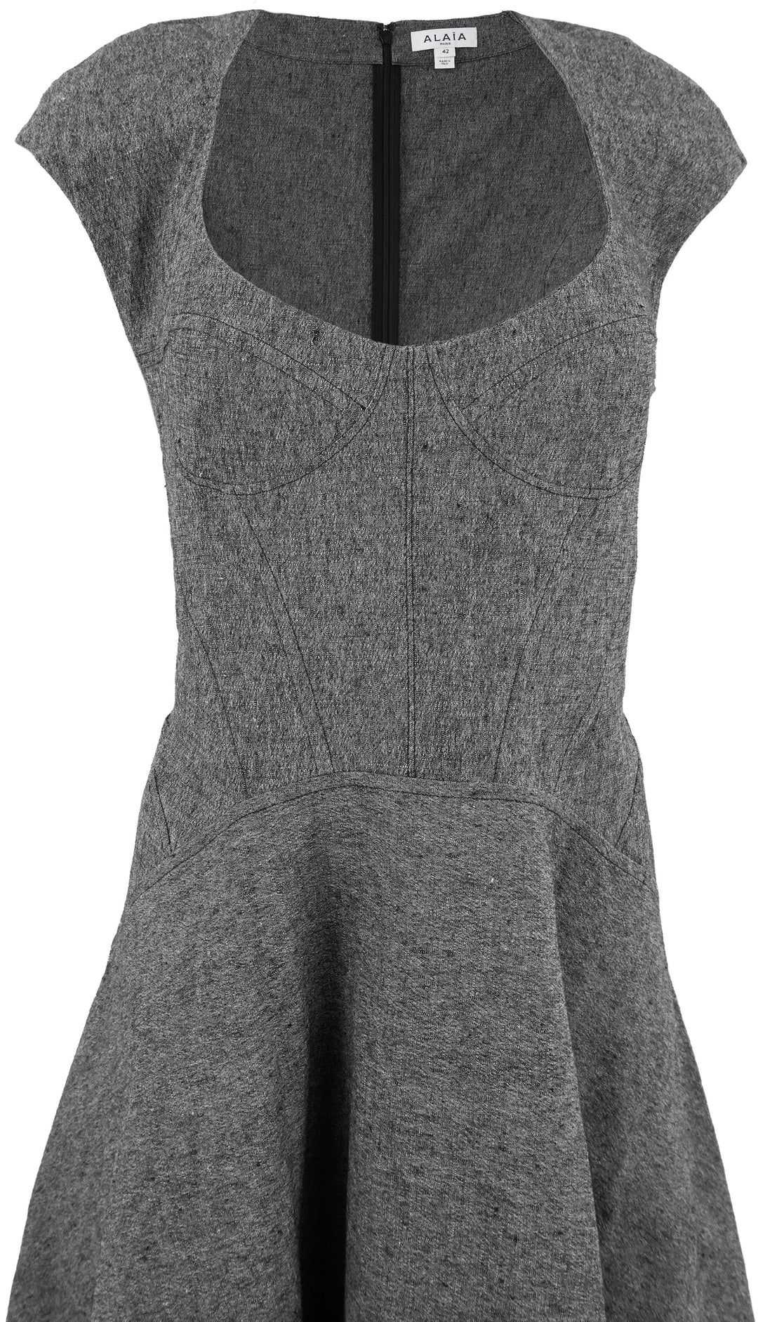 ALAÏA Falred Midi Dress In Granite - Discounts on ALAÏA at UAL