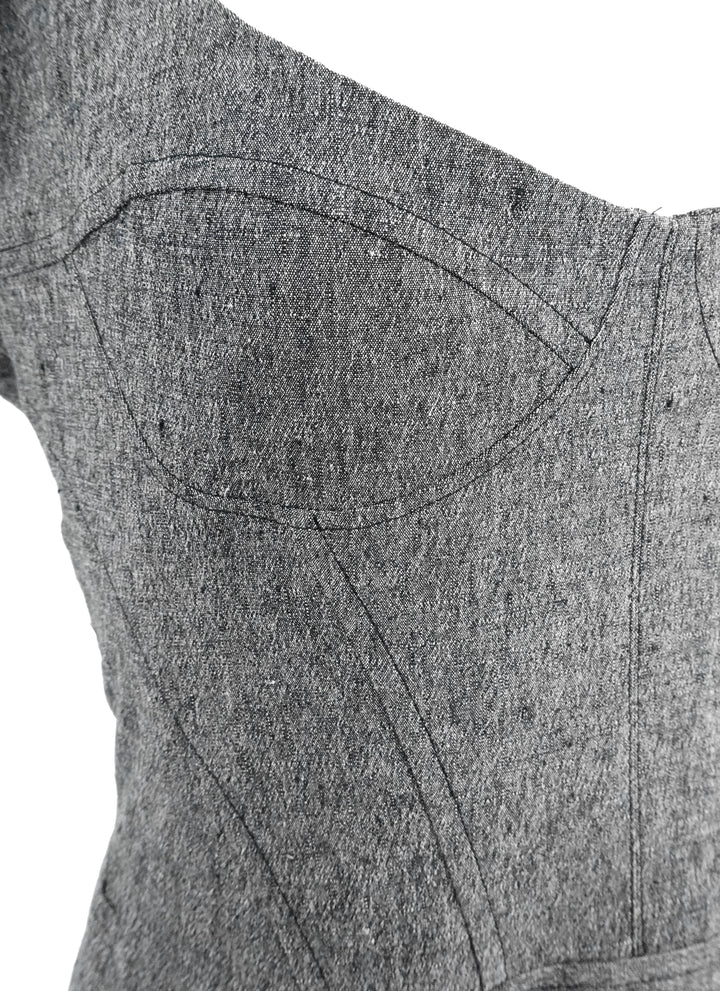 ALAÏA Falred Midi Dress In Granite - Discounts on ALAÏA at UAL