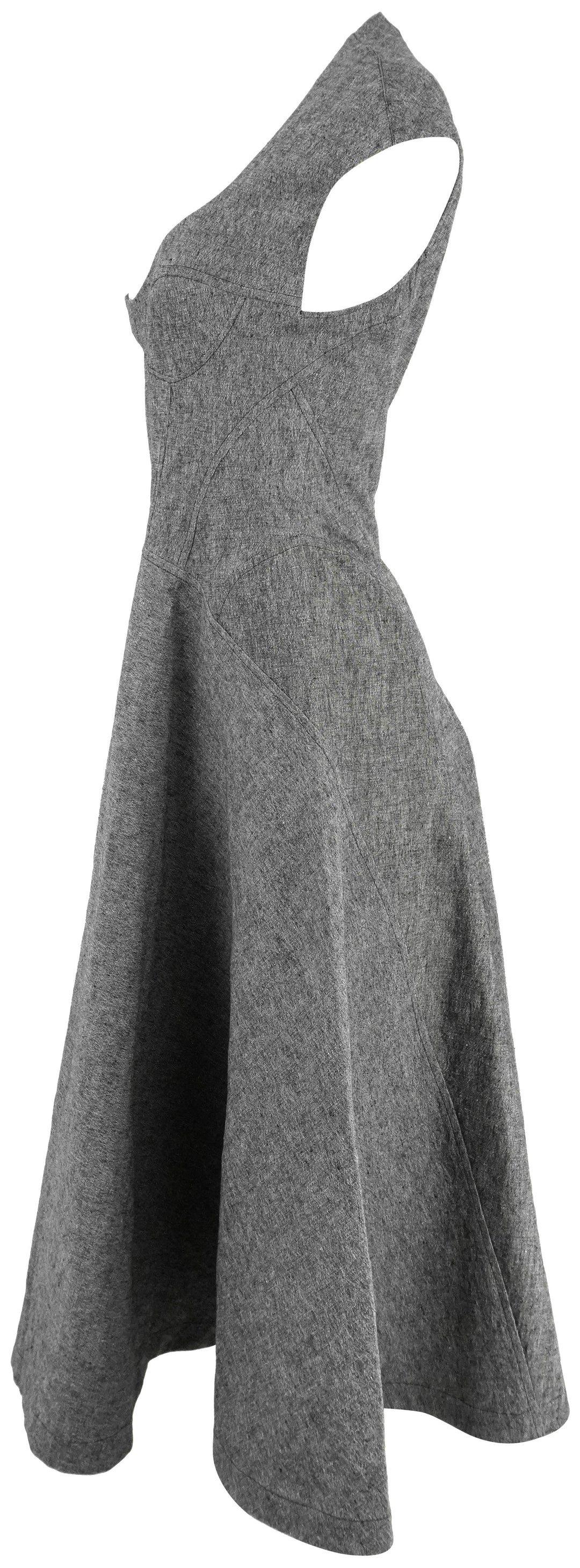 ALAÏA Falred Midi Dress In Granite - Discounts on ALAÏA at UAL