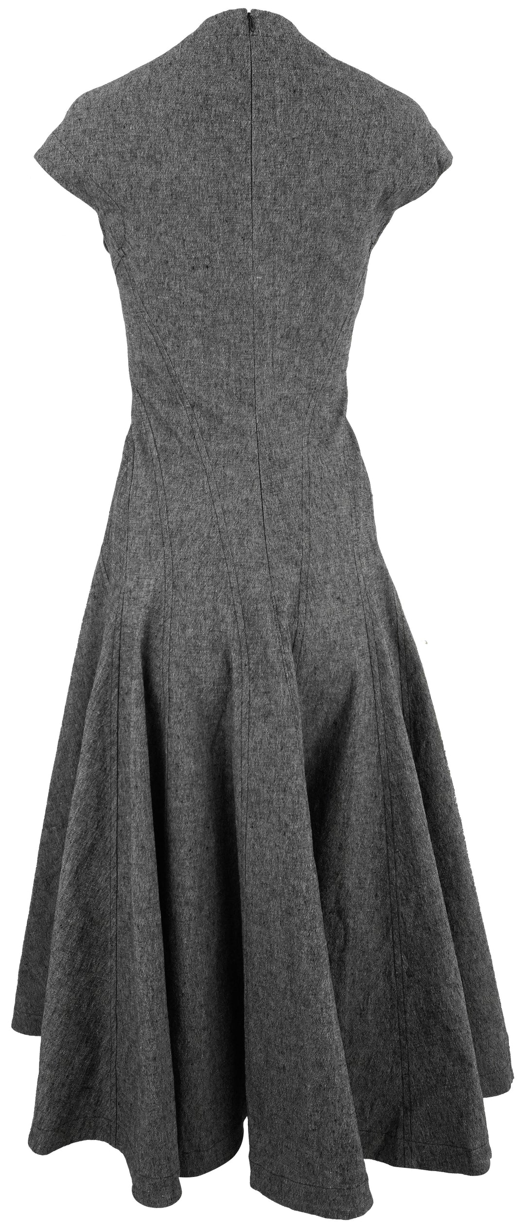 ALAÏA Falred Midi Dress In Granite - Discounts on ALAÏA at UAL