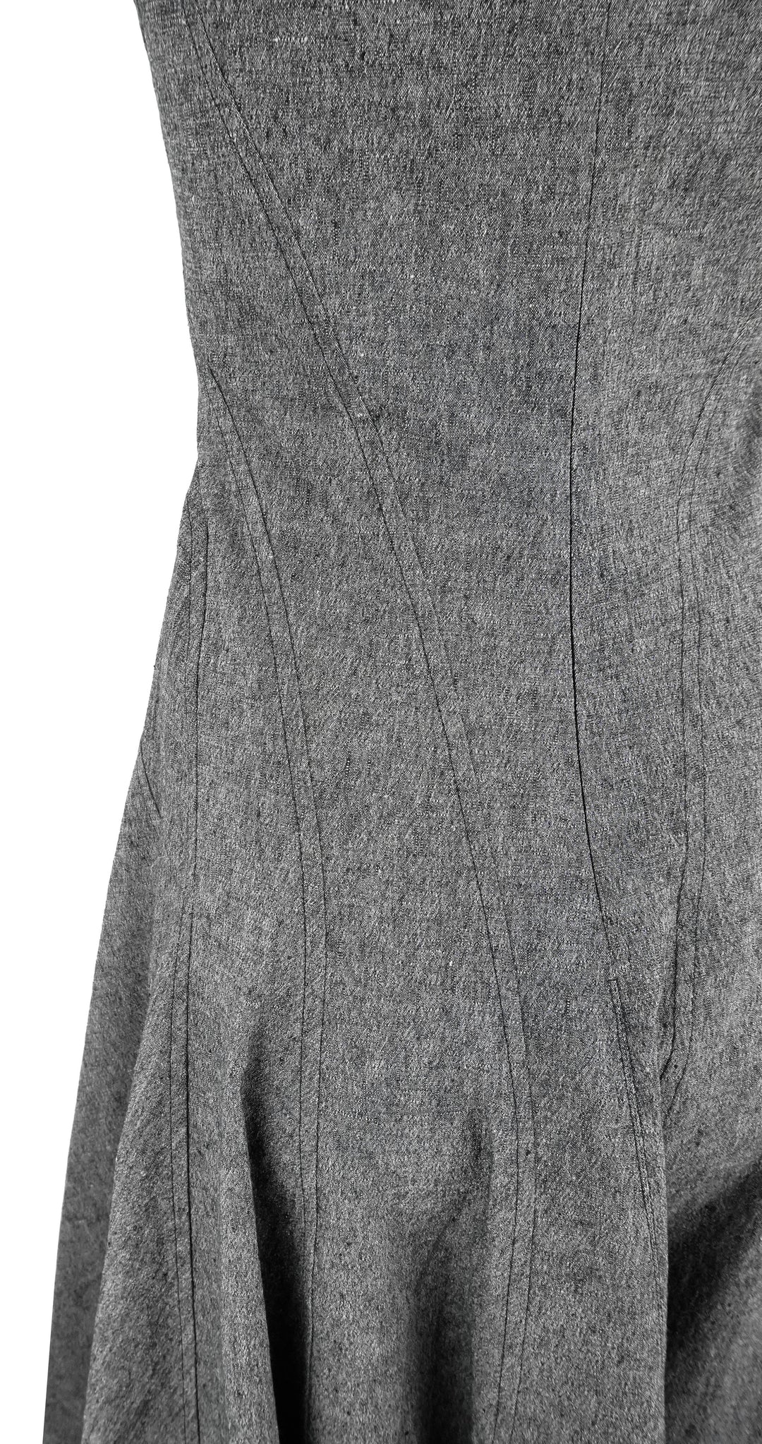 ALAÏA Falred Midi Dress In Granite - Discounts on ALAÏA at UAL