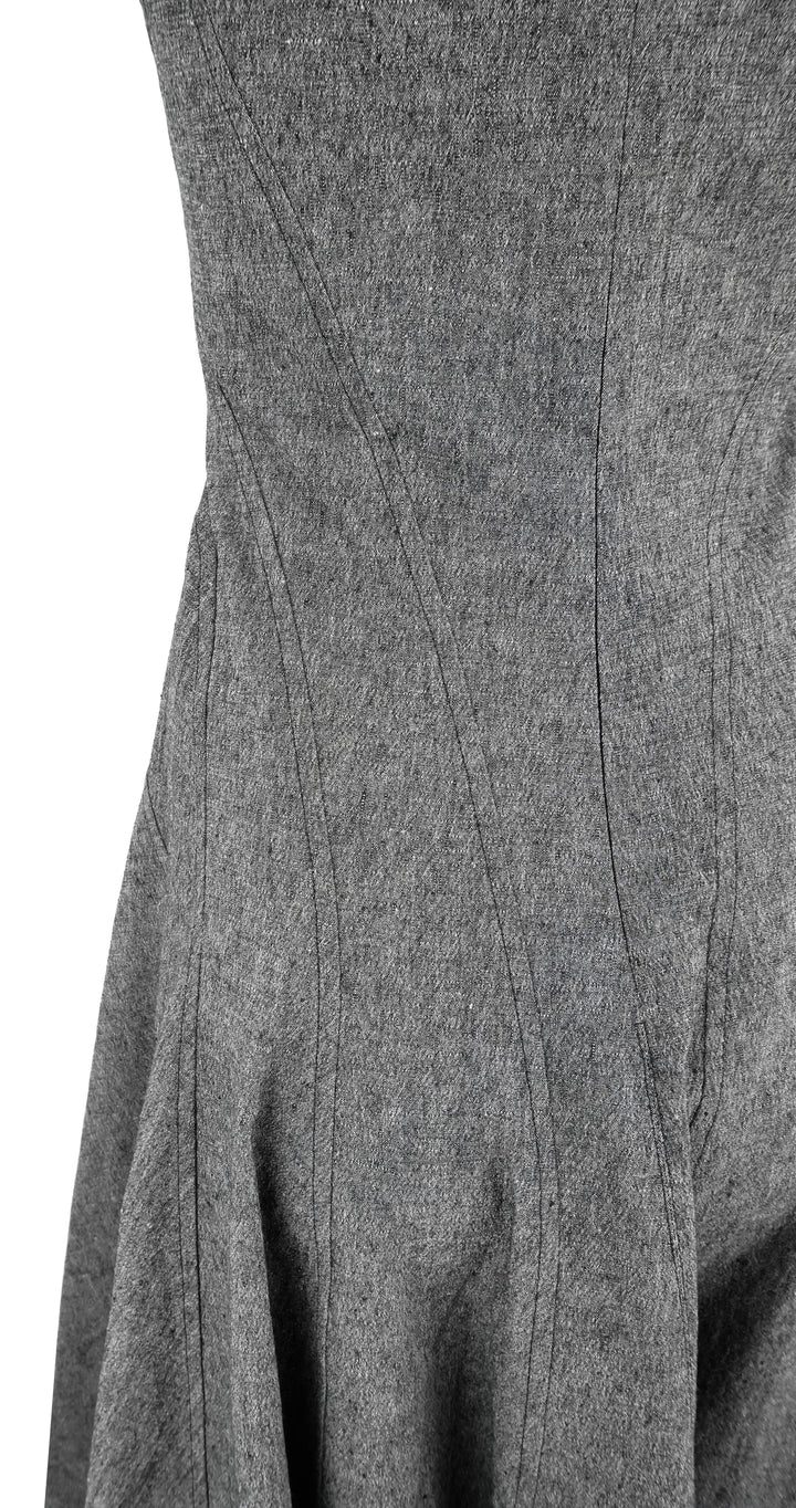 ALAÏA Falred Midi Dress In Granite - Discounts on ALAÏA at UAL