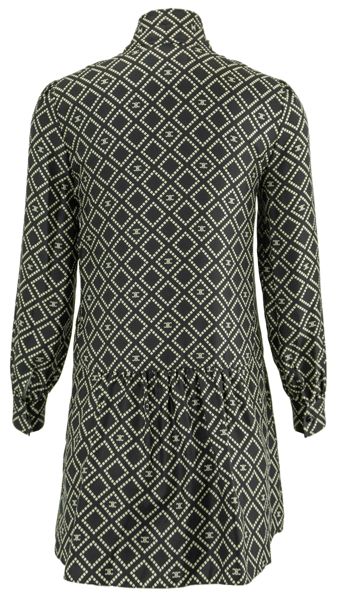Celine Triomphe Printed Long-Sleeved Mini Dress in Black - Discounts on Celine at UAL
