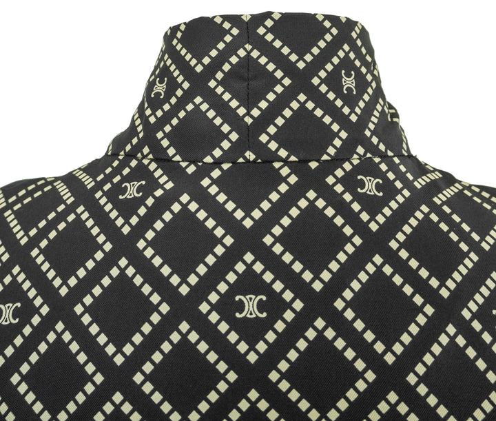 Celine Triomphe Printed Long-Sleeved Mini Dress in Black - Discounts on Celine at UAL