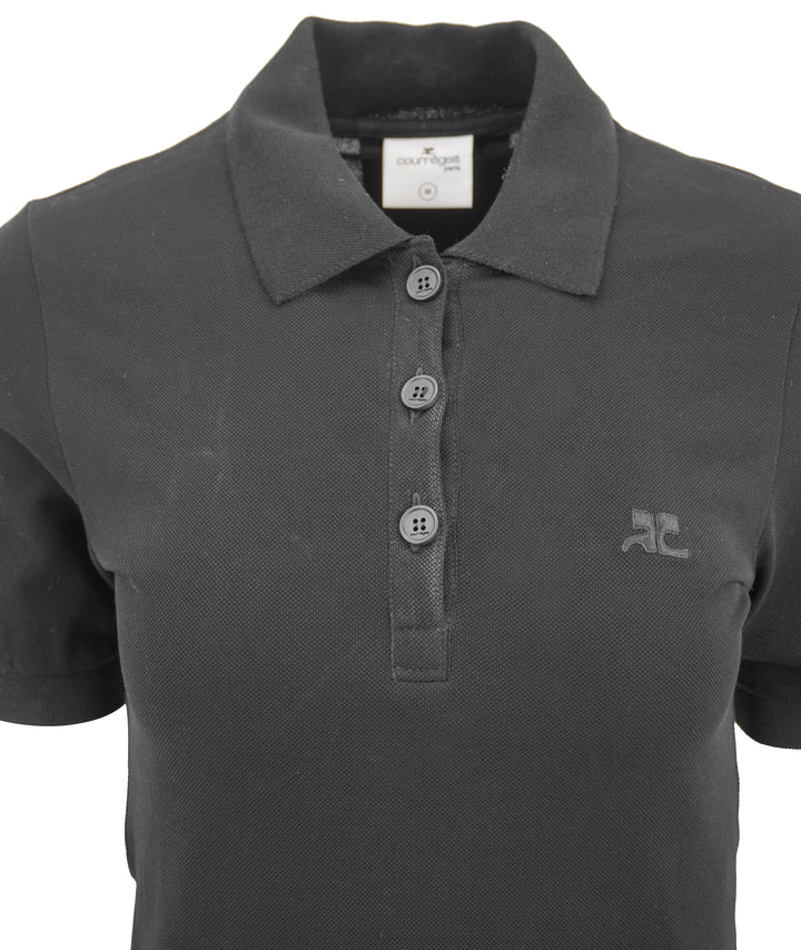 Courrèges Piqué Polo Dress in Black