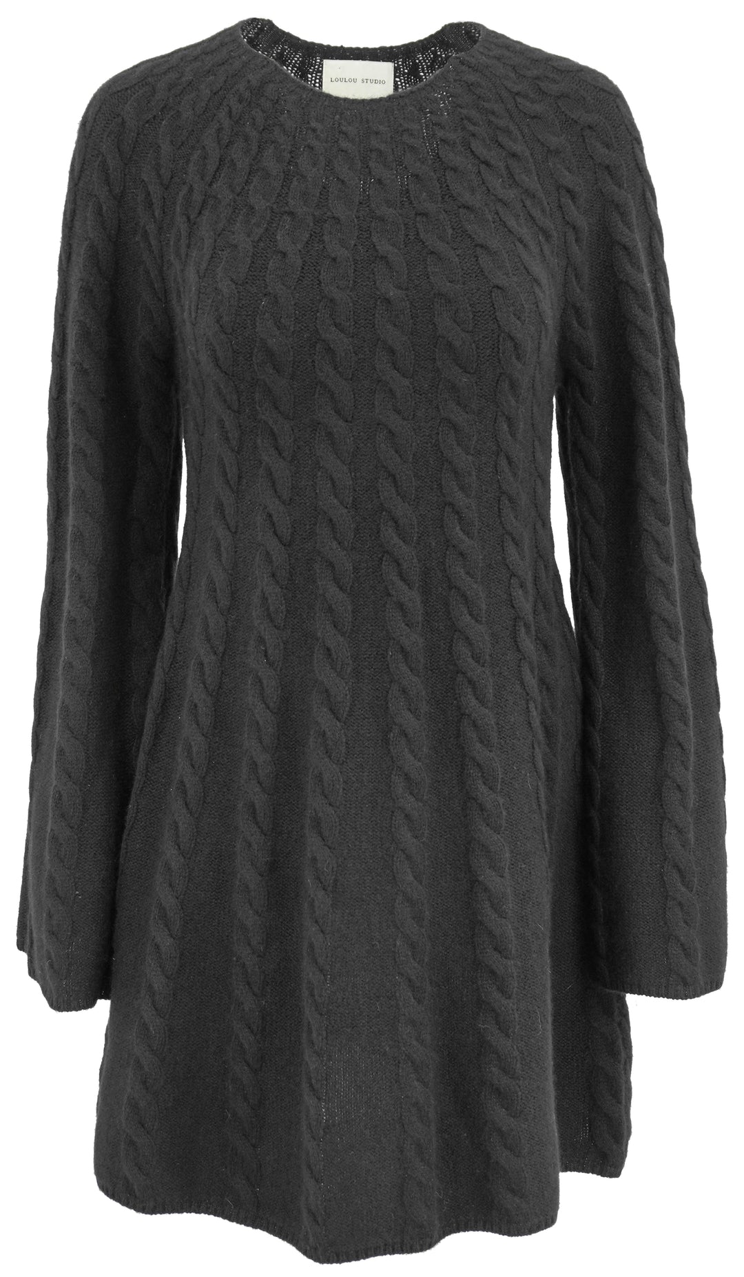LouLou Studio Cable-Knit Sweater Dress in Black