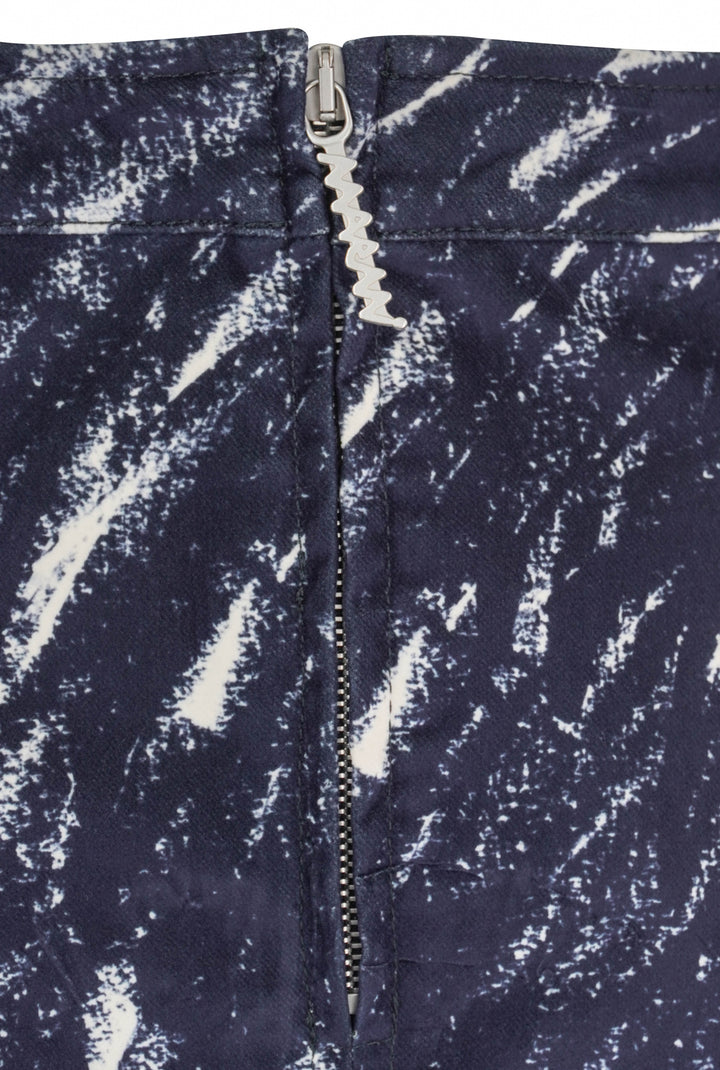 Marni Crayon Flock Stretch Denim Midi Skirt in Midnight - Discounts on Marni at UAL
