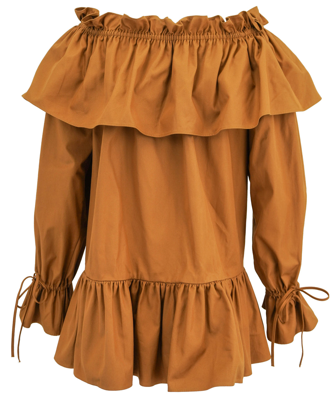 Saint Laurent Ruffle Blouse in Caramel - Discounts on Saint Laurent at UAL