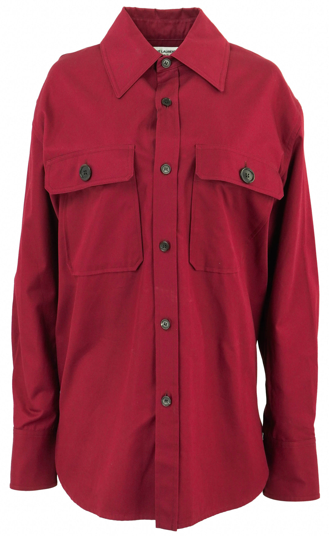Saint Laurent Oversized Button Front Top in Dark Red - Discounts on Saint Laurent at UAL