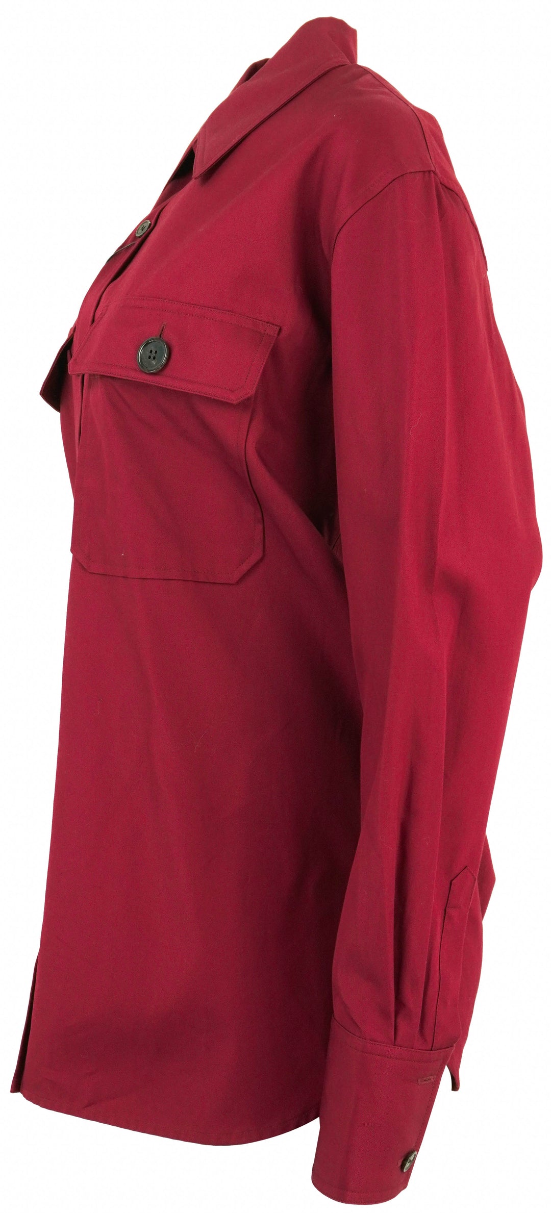 Saint Laurent Oversized Button Front Top in Dark Red - Discounts on Saint Laurent at UAL