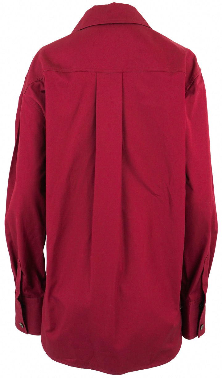 Saint Laurent Oversized Button Front Top in Dark Red - Discounts on Saint Laurent at UAL