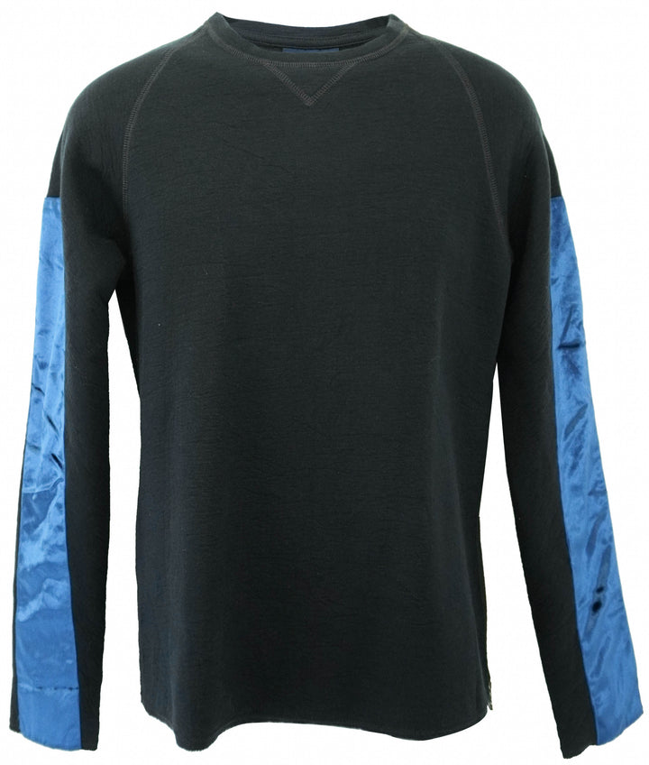 Lanvin Long Sleeve Shirt with Velvet Patch Sleeves in Navy - Discounts on Lanvin at UAL