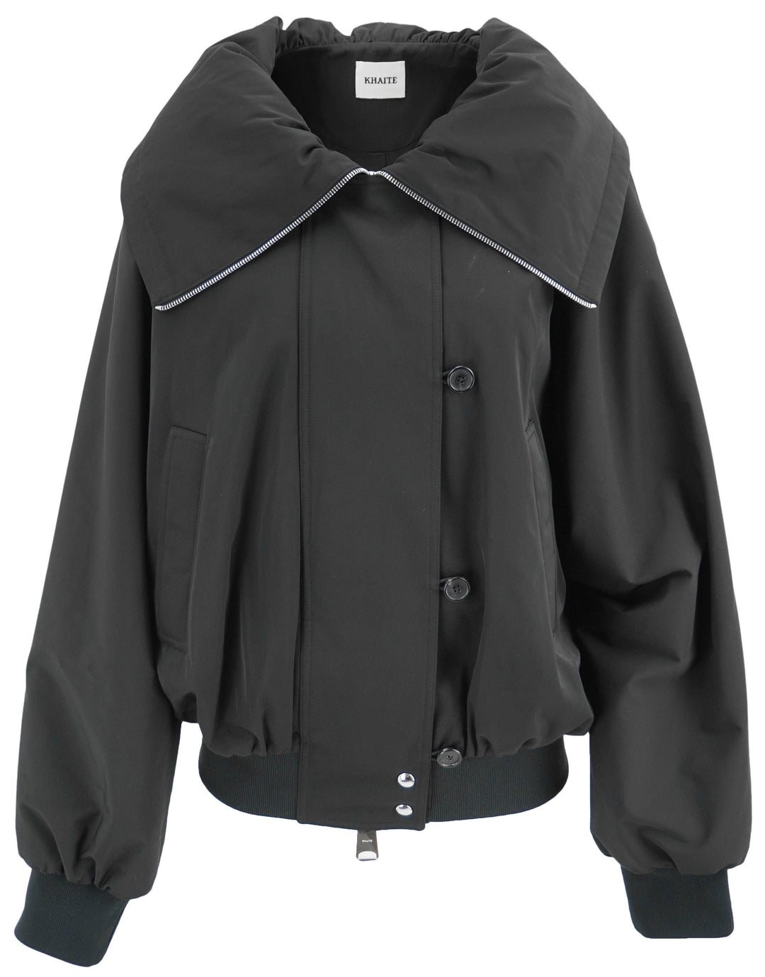 Khaite Relaxed Fit Bomber Jacket in Black