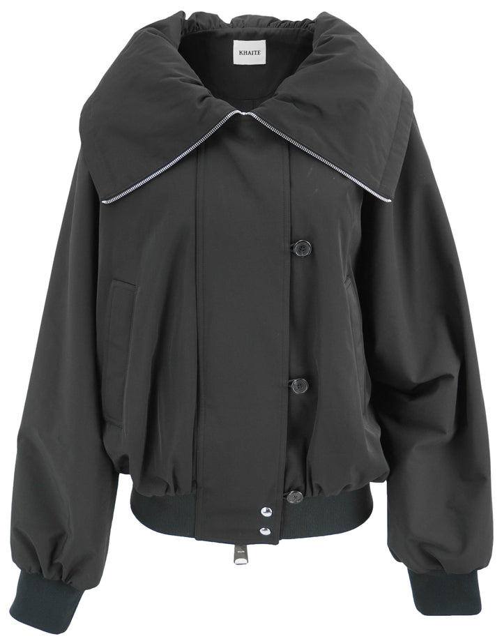 Khaite Relaxed Fit Bomber Jacket in Black