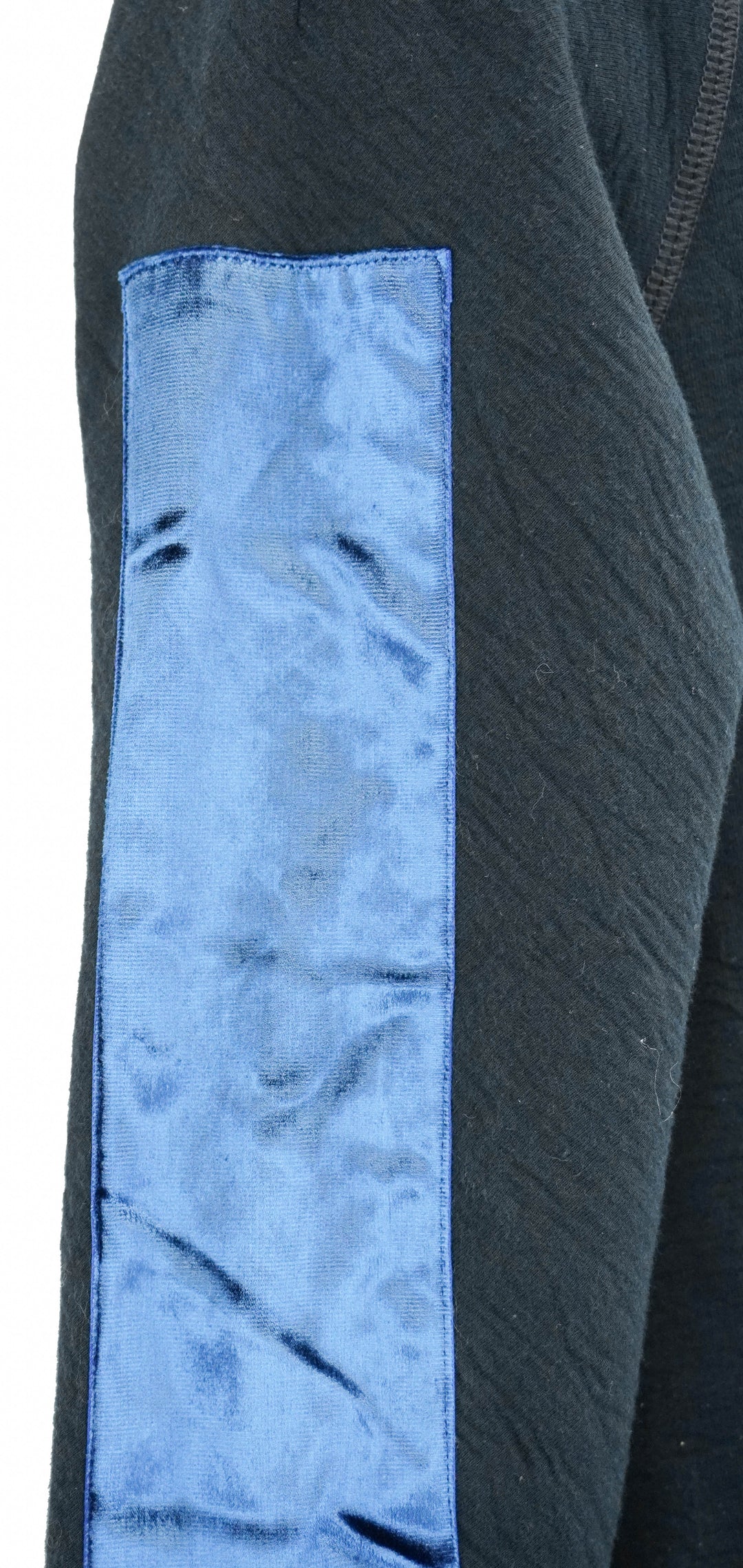 Lanvin Long Sleeve Shirt with Velvet Patch Sleeves in Navy - Discounts on Lanvin at UAL