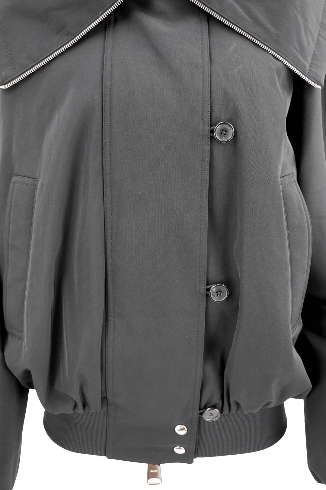 Khaite Relaxed Fit Bomber Jacket in Black