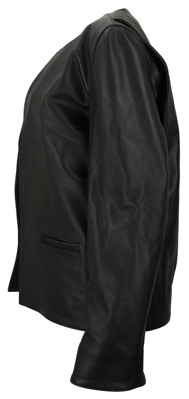 Toteme Leather Minimal Biker Jacket in Black
