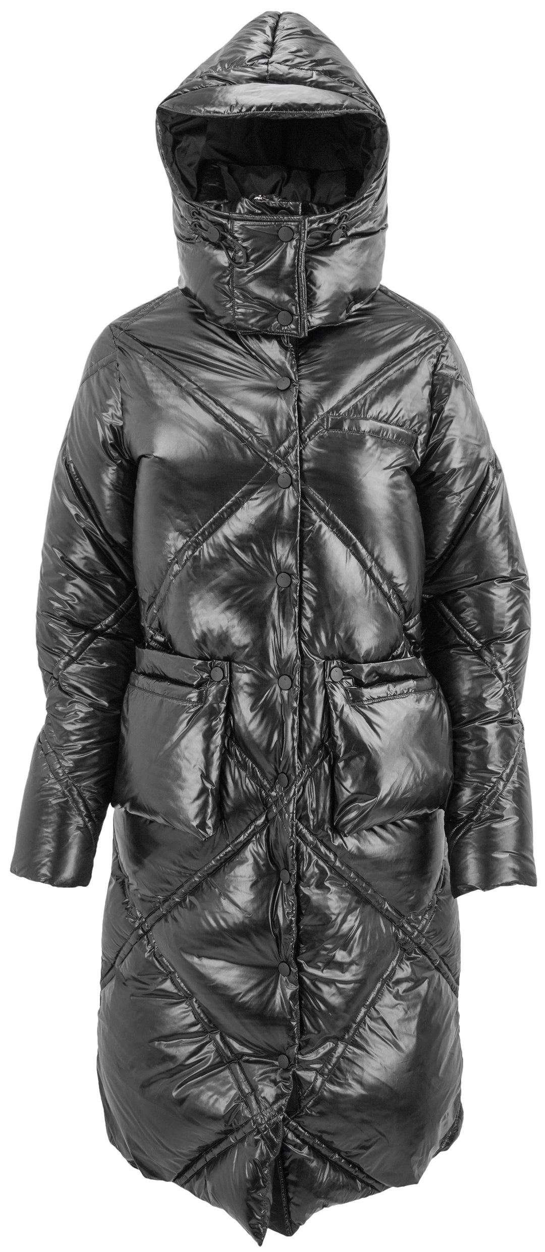 Luxton Puffer Trench Coat in Black