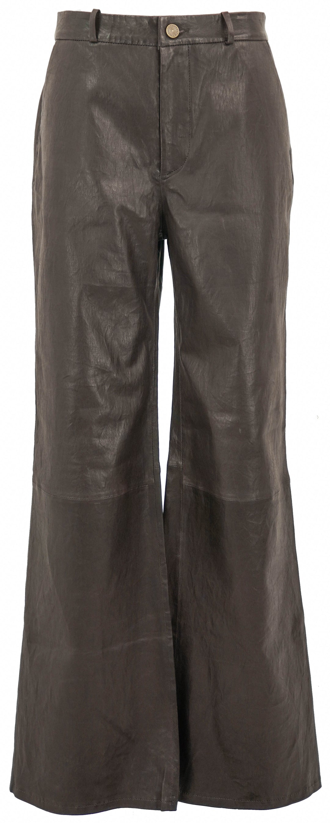 Frame Relaxed Leather Trousers in Chocolate Brown - Discounts on Frame at UAL