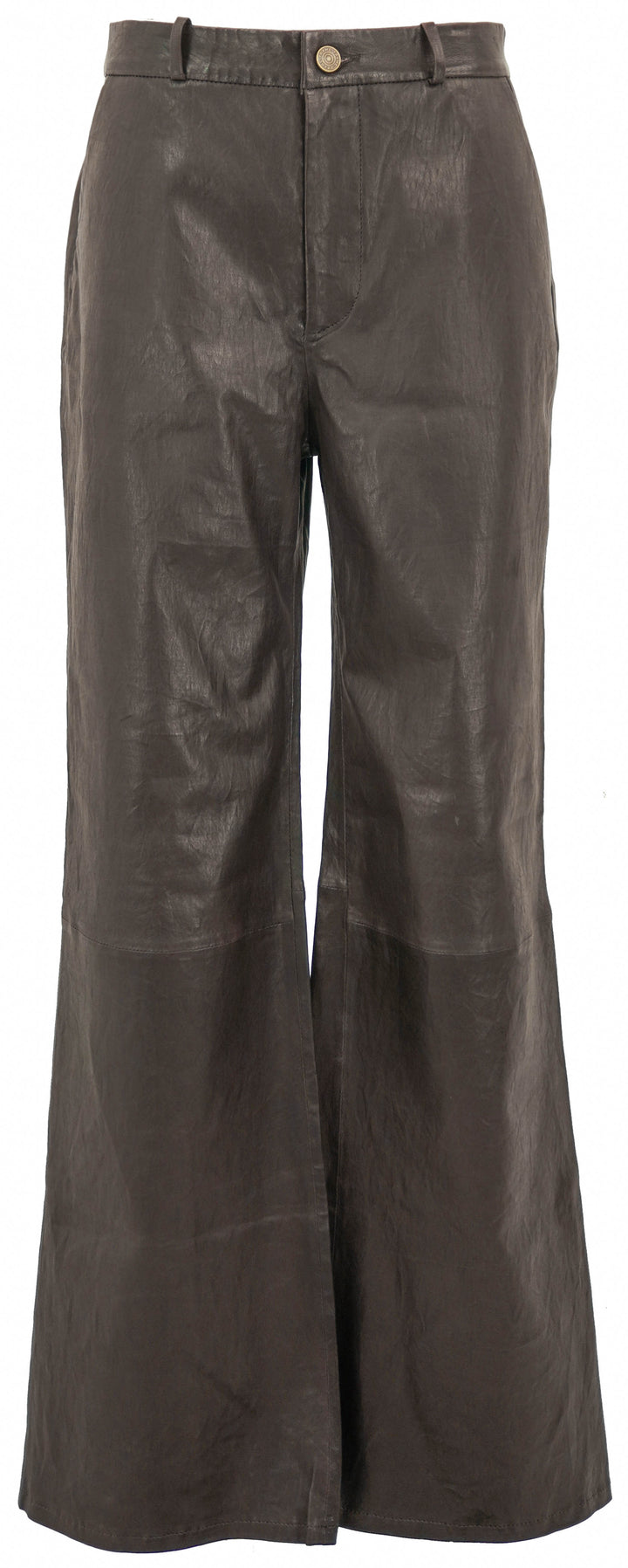 Frame Relaxed Leather Trousers in Chocolate Brown - Discounts on Frame at UAL