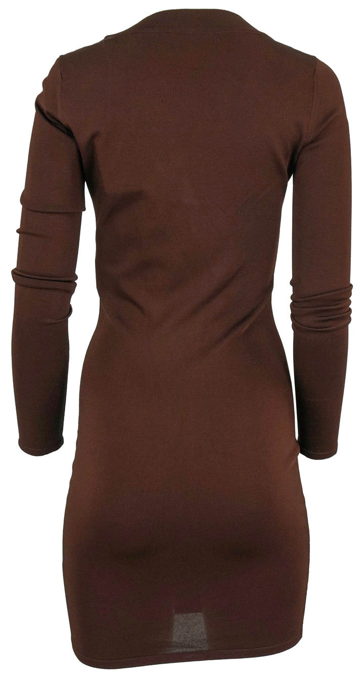 Saint Laurent Knit Mini Dress in Chocolate Brown - Discounts on Saint Laurent at UAL