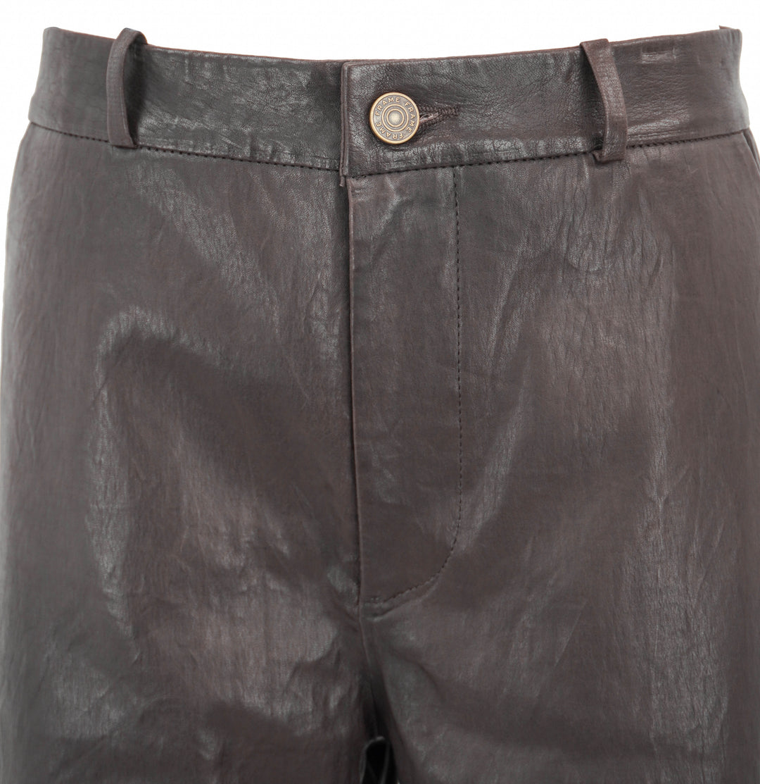 Frame Relaxed Leather Trousers in Chocolate Brown - Discounts on Frame at UAL