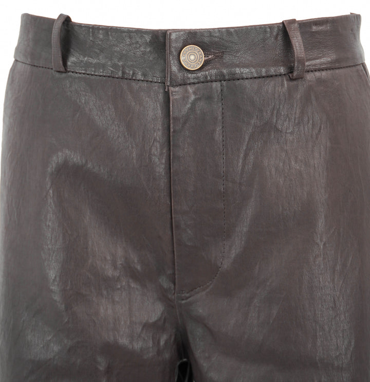 Frame Relaxed Leather Trousers in Chocolate Brown - Discounts on Frame at UAL