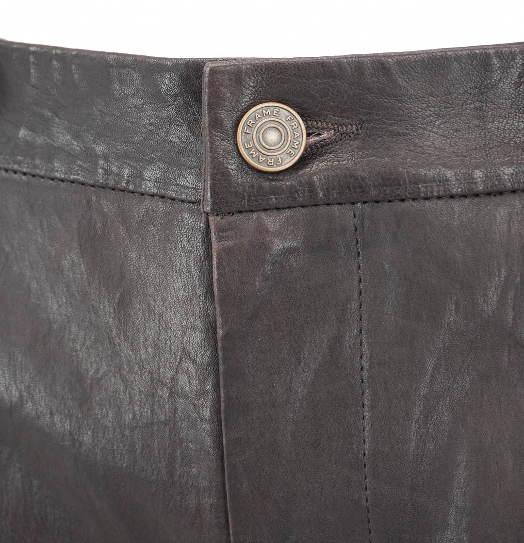 Frame Relaxed Leather Trousers in Chocolate Brown - Discounts on Frame at UAL